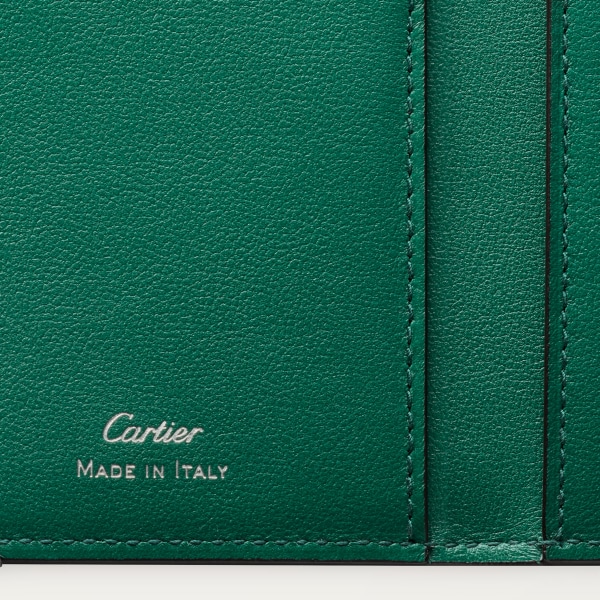Tarjetero para cuatro tarjetas, Must de Cartier Piel de becerro lisa Logo XL verde, acabado paladio